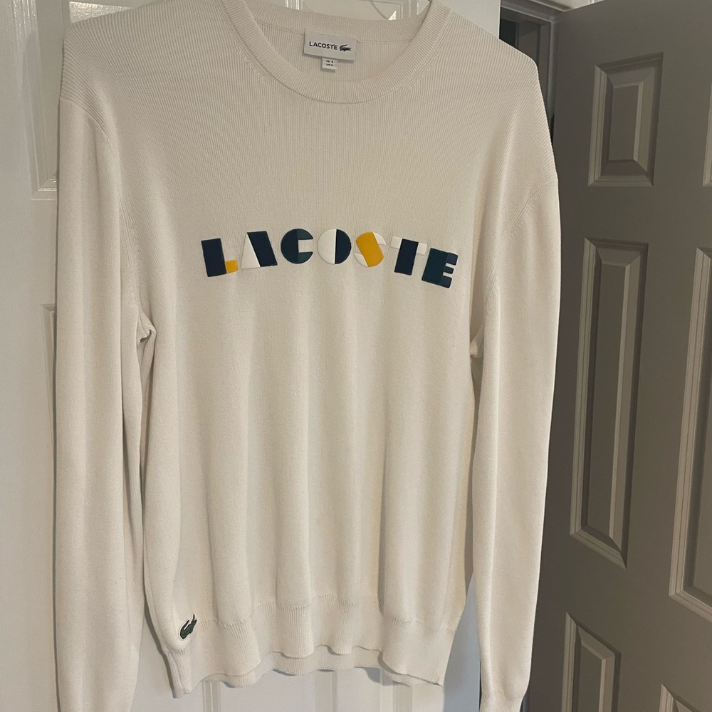 Lacoste White Knitted Sweater Mens Medium